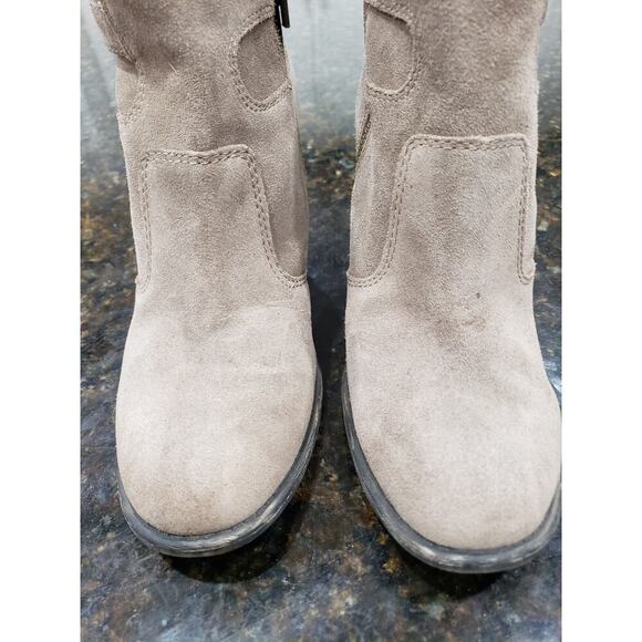 Lucky Brand Mantova Ankle Boots Womens 8M Beige Round Toe Block Heel Side Zipper - Picture 9 of 10